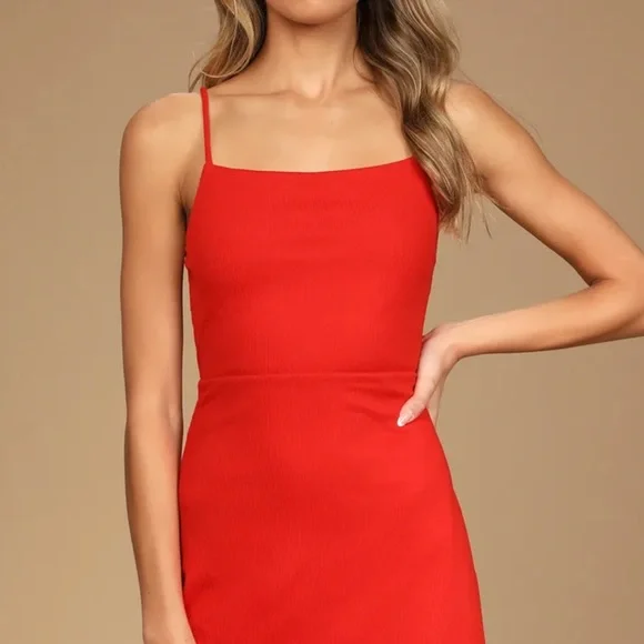 fitted lace wedding dress In This Moment Ribbed Mini Dress Red main image 1